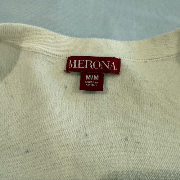 Merona Cardigan Black and Cream Button Down Cosy Soft Women’s Size M - Picture 10 of 11
